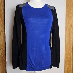 Calvin Klein Women S Lightweight Sweater Silk Blend Blue Black Color Block NWOT